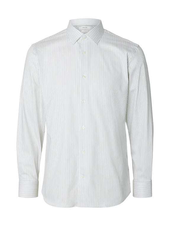 Selected Slim Filip Performance shirt LS - Bright White/Multi Green